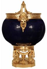 French 19th Century Louis XVI Style Blue Porcelain and Ormolu Centerpiece