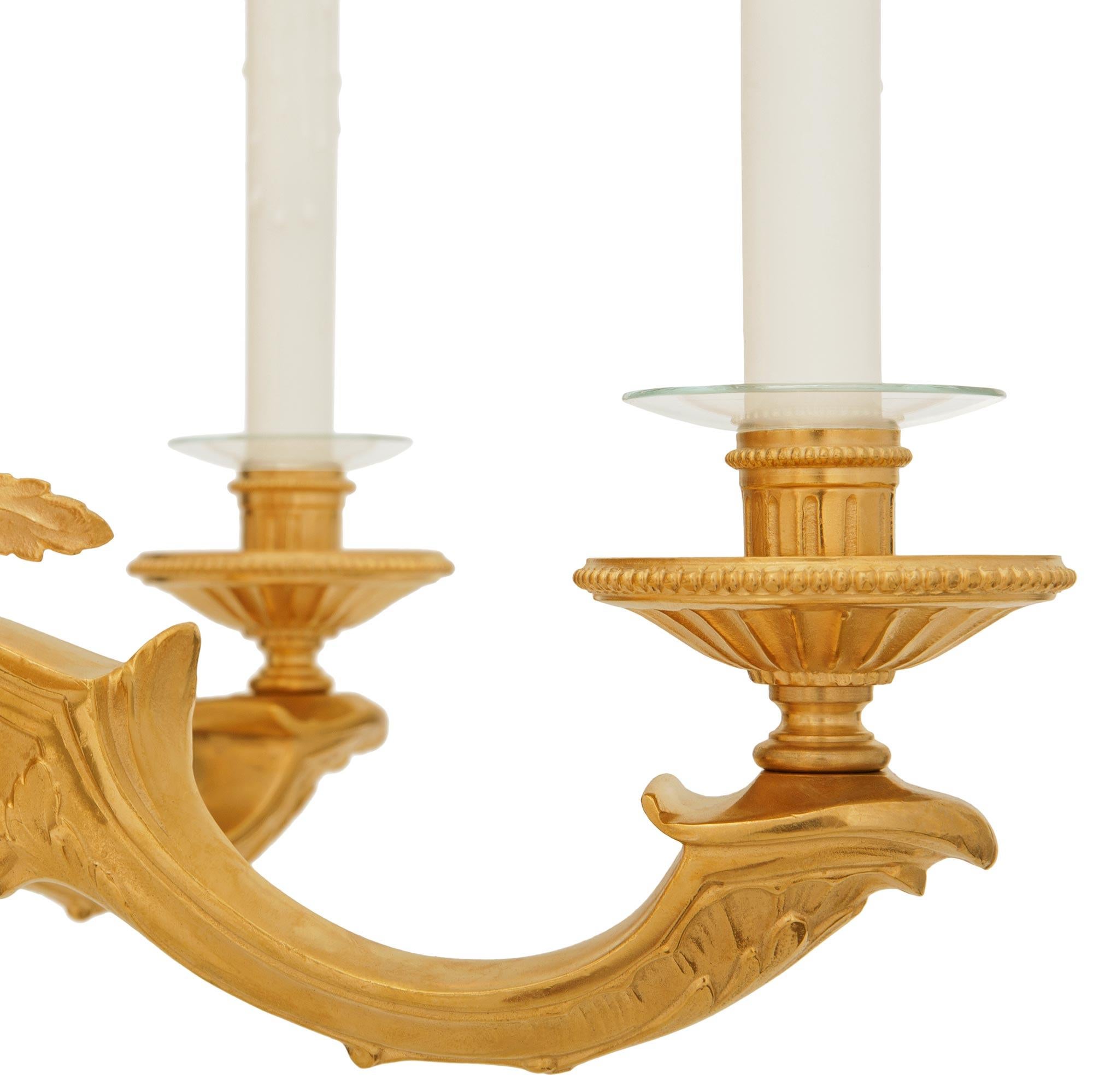 French late 19th century Louis XV/XVI st. Ormolu chandelier For Sale 2