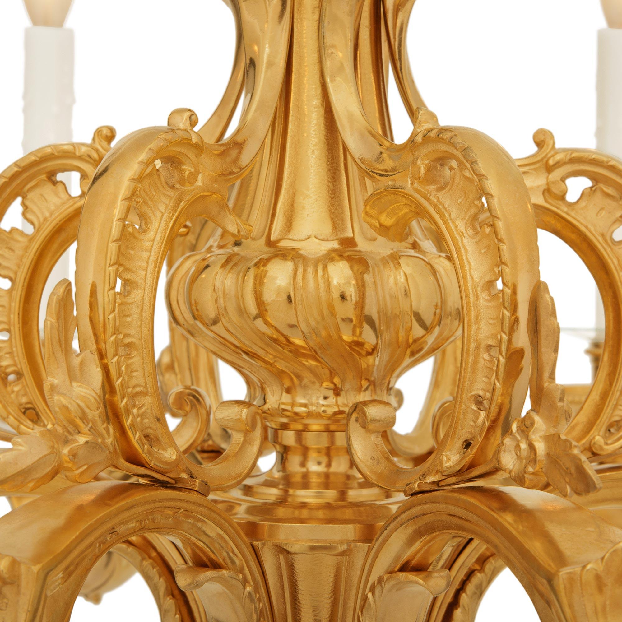 French late 19th century Louis XV/XVI st. Ormolu chandelier For Sale 1