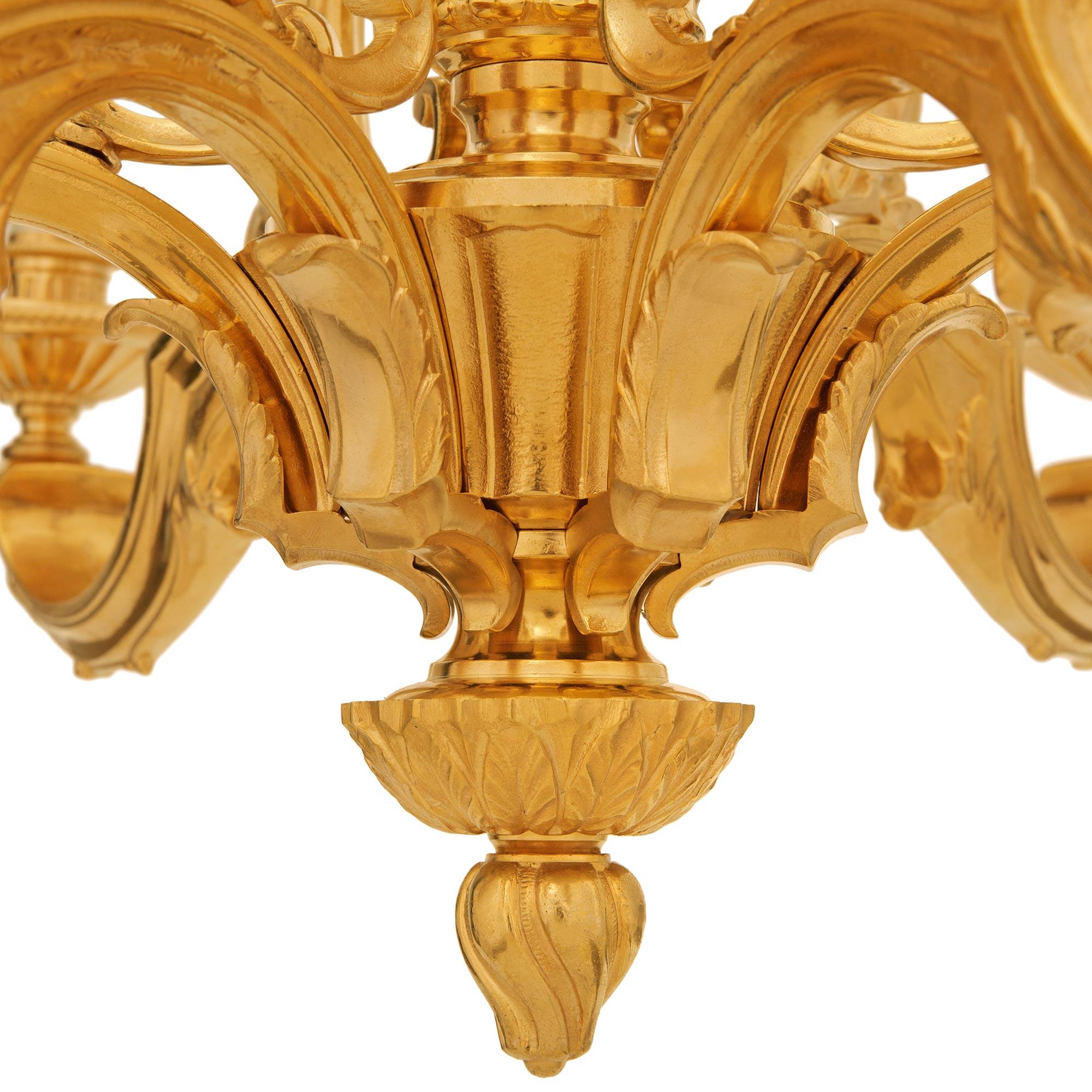 French late 19th century Louis XV/XVI st. Ormolu chandelier For Sale 3