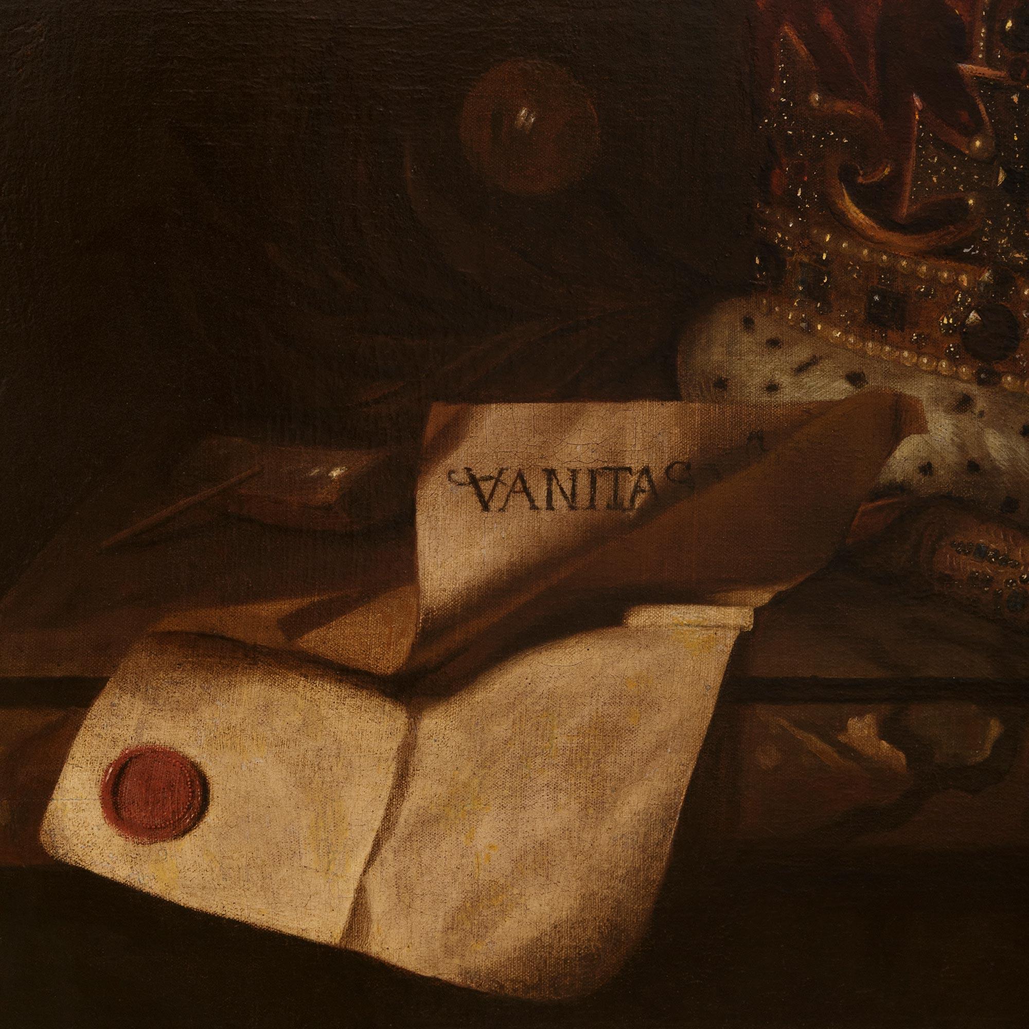 Vanitas-Gemälde in Öl auf Leinwand und Giltwood, in der Art von Pieter Claesz im Angebot 3