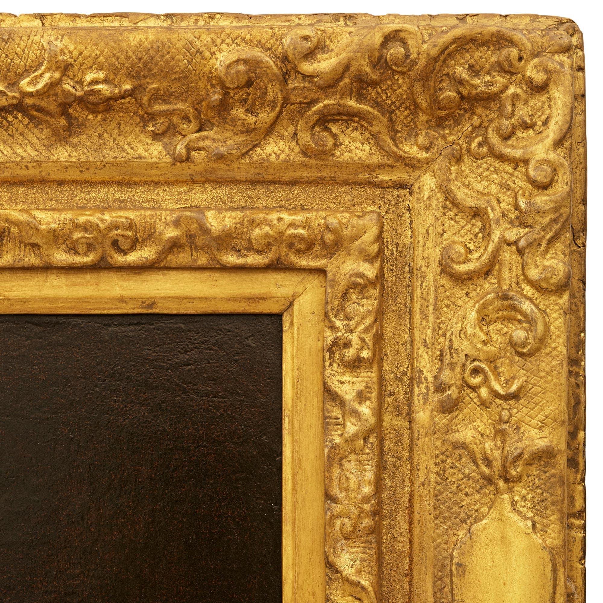 Vanitas-Gemälde in Öl auf Leinwand und Giltwood, in der Art von Pieter Claesz im Zustand „Gut“ im Angebot in West Palm Beach, FL
