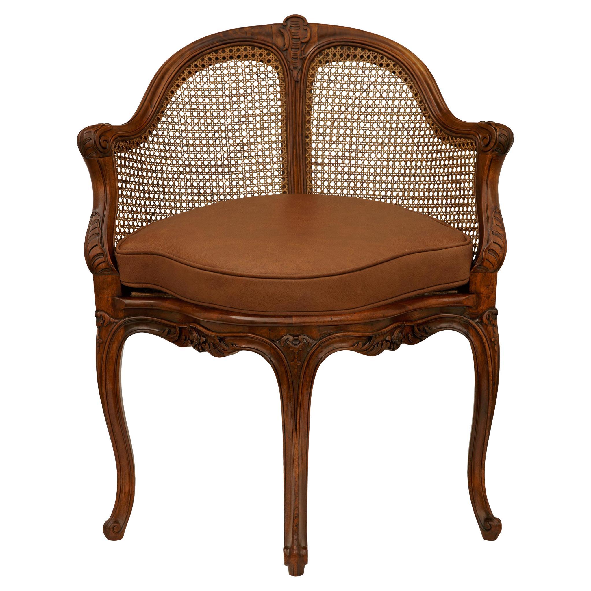 Sedia da tavolo/vanità in legno di quercia Luigi XV del XIX secolo