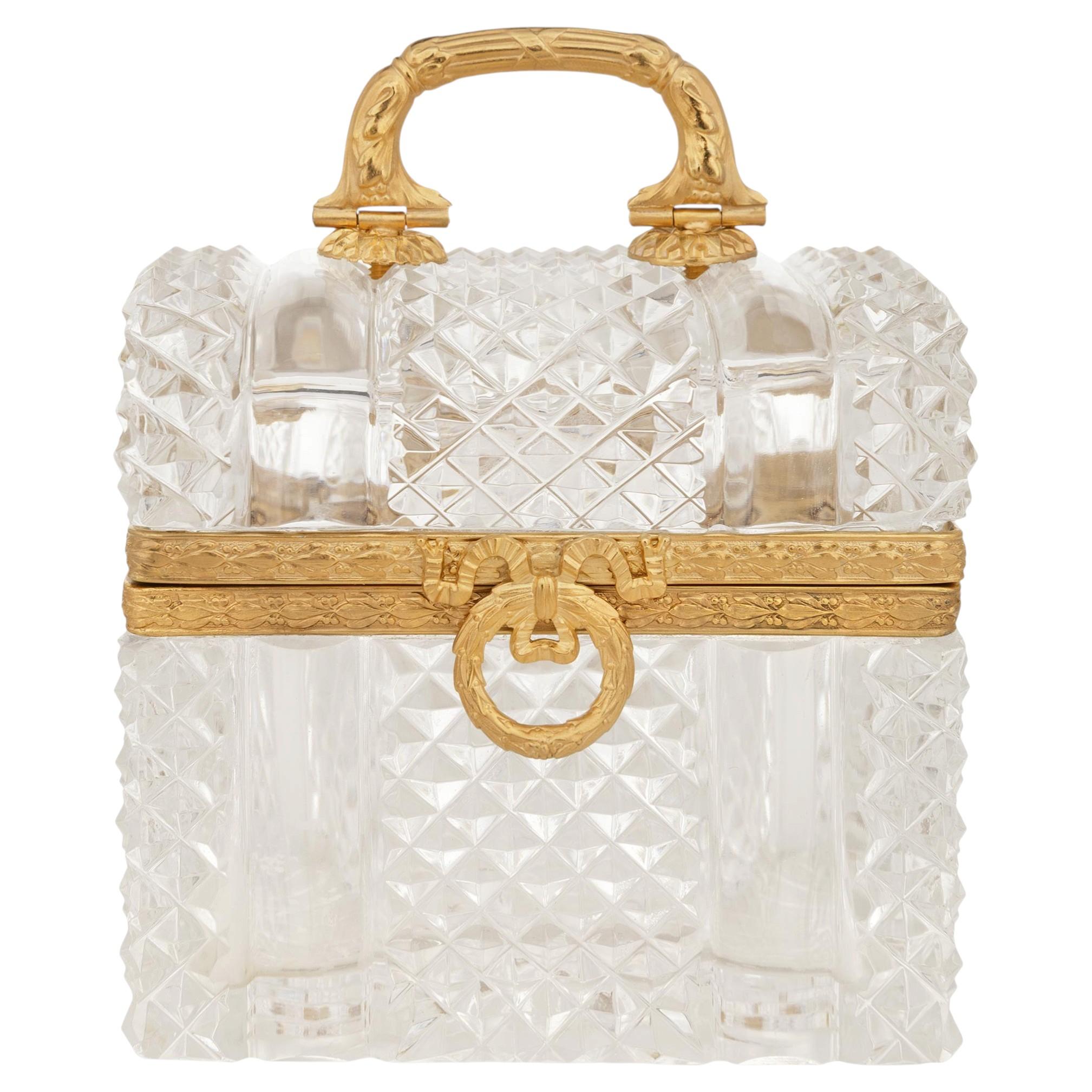 A French 19th century Louis XVI st. Baccarat Crystal and Ormolu box For Sale