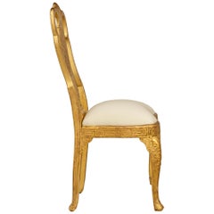 Set di sei sedie da pranzo veneziane in legno dorato dei primi anni del XIX secolo
