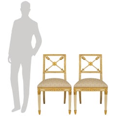 pair of Italian 18th century Neo-Classical patinated and Giltwood side chairs