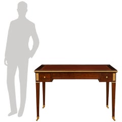 Tavolo da gioco francese in stile Luigi XVI, primi anni del XIX secolo, in mogano, ebano e bronzo dorato