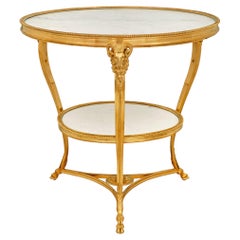 Französischer Guéridon-Tisch aus Ormolu und weißem Carrara-Marmor aus dem 19.