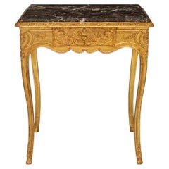 French 19th century Louis XV st. Giltwood and marble side table