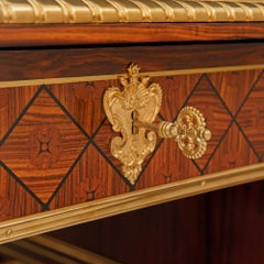 French 19th century Louis XVI st. Tulipwood, Kingwood, Ebony and Ormolu Desk