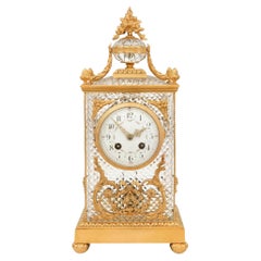 French 19th century Louis XVI st. Crystal and Ormolu clock