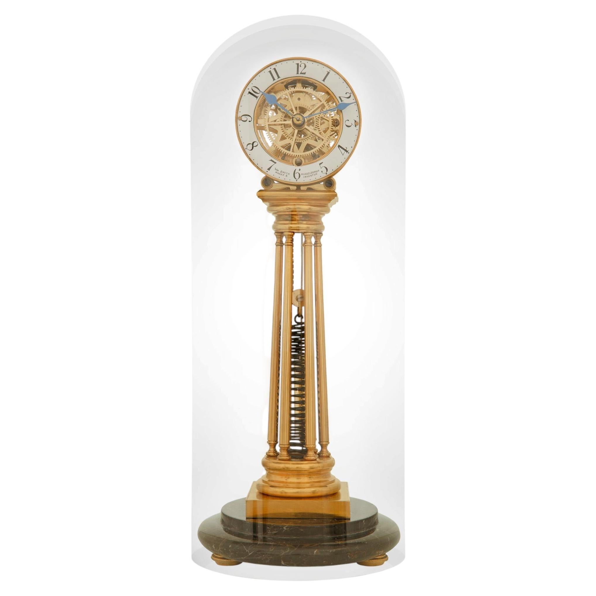 Scottish Turn of the Century Ormolu, marble and Glass skeleton clock