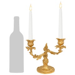 coppia di candelabri francesi del XIX secolo in stile Luigi XV in Ormolu