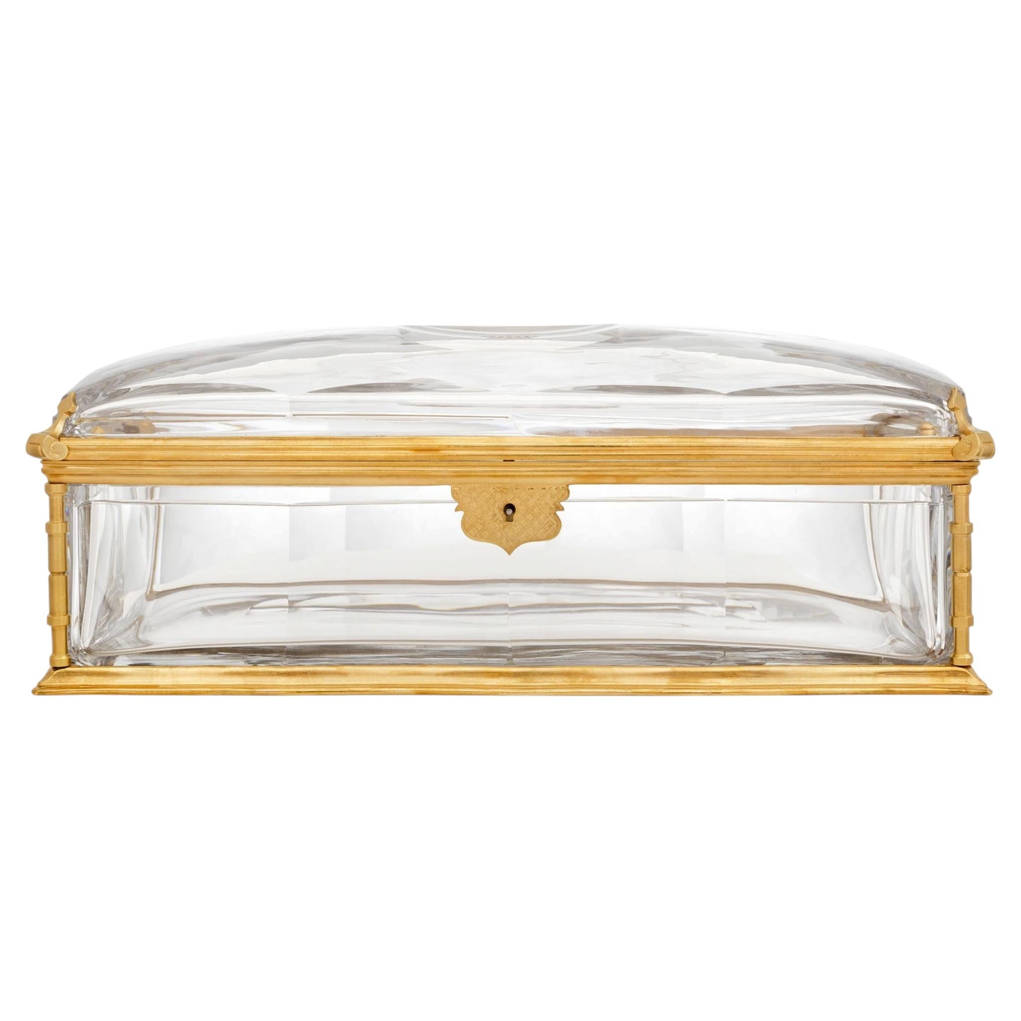 French 19th century Louis XVI st. Baccarat Crystal and Ormolu box For Sale