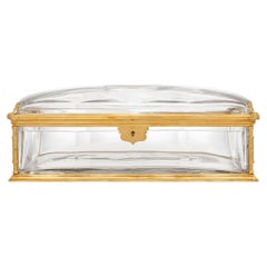 French 19th century Louis XVI st. Baccarat Crystal and Ormolu box