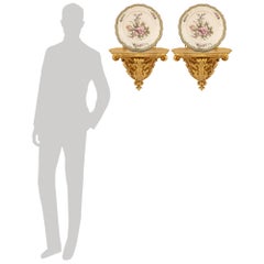 Par de soportes de pared barrocos italianos del siglo XIX, de madera dorada