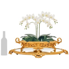 French 19th century Belle Époque Period Ormolu centerpiece and mirrored tray