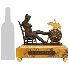 Horloge napoléonienne du XIXe siècle, de style Empire, en bronze, bronze doré et marbre