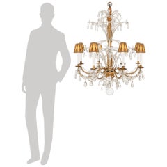 pair of Italian 18th century Giltwood, Gilt Iron, Crystal and Glass chandeliers