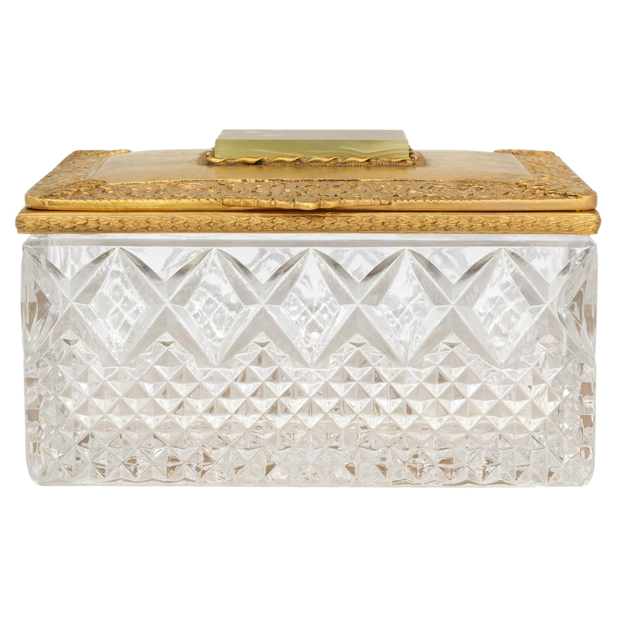 French 19th century Crystal and Ormolu box For Sale