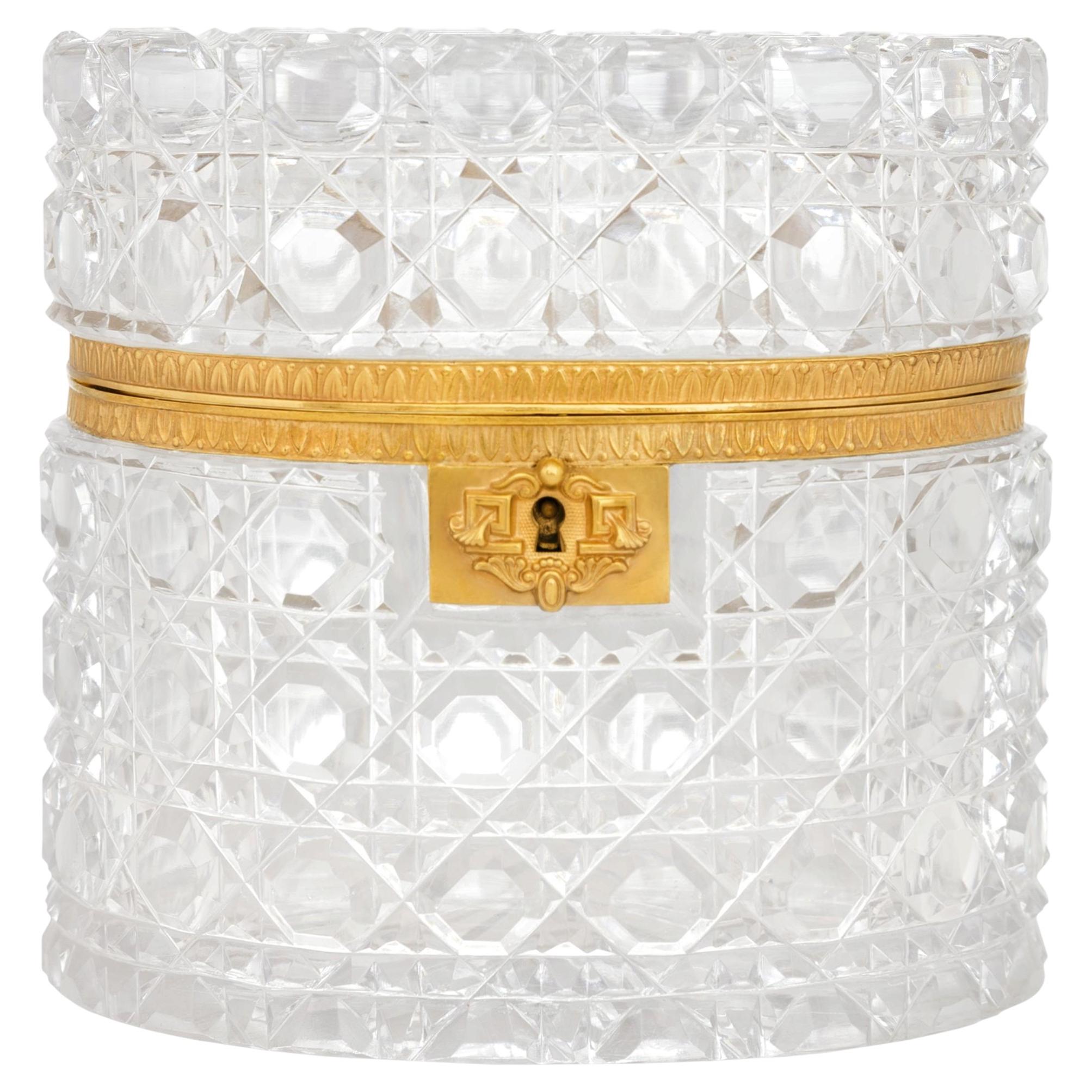 French 19th century Louis XVI st. Baccarat Crystal and Ormolu box For Sale