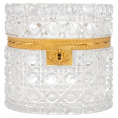 French 19th century Louis XVI st. Baccarat Crystal and Ormolu box