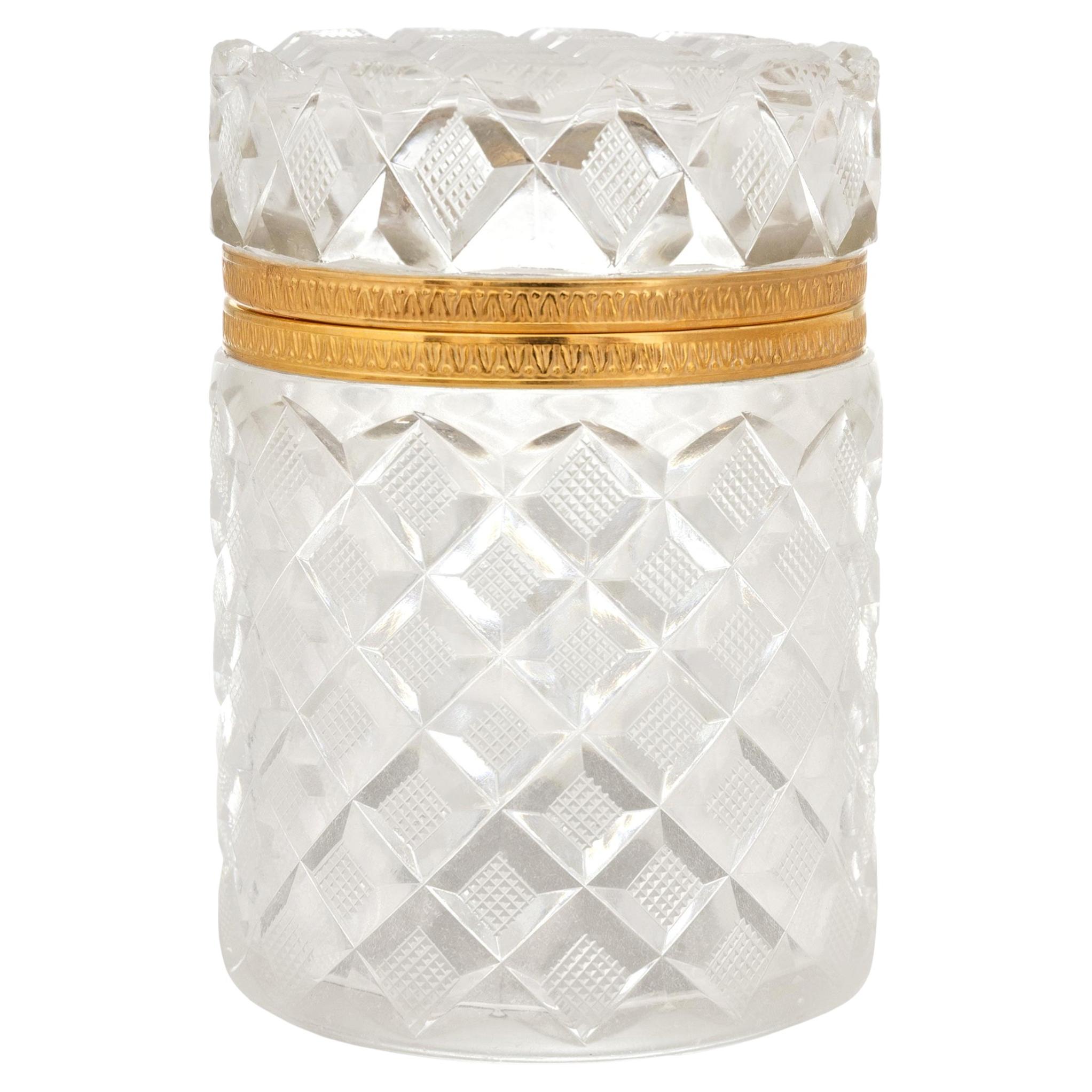French 19th century Louis XVI st. Crystal and Ormolu box For Sale