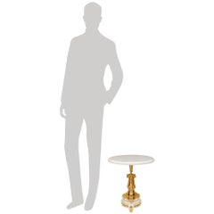 Tables d'appoint/de cocktail françaises du XIXe siècle, de style Louis XVI, en marbre de Carrare et bronze doré