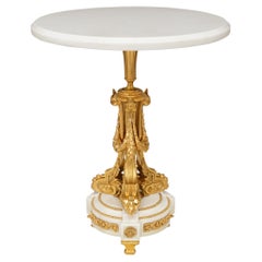 French 19th century Louis XVI st. Carrara marble and Ormolu side/cocktail tables