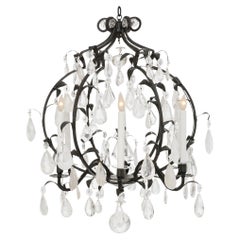 Continental Turn of the Century Tole, Iron and Rock Crystal chandelier
