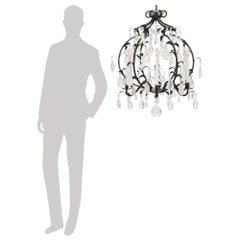 Continental Turn of the Century Tole, Iron and Rock Crystal chandelier