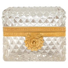 A French 19th century Neo-Classical st. Baccarat Crystal and Ormolu box