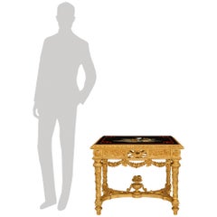 Italian 19th century Giltwood and Pietra Dura marble coffee table