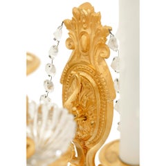 Pair of French 19th century Louis XVI st. Ormolu & Baccarat Crystal sconces