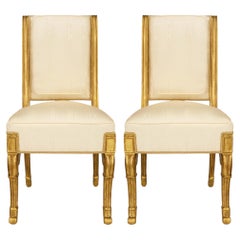 A pair of French early 19th century Restoration Period Giltwood side chairs