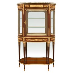 Vetrina/bacheca francese del XIX secolo in legno di tulipier, mogano, bronzo dorato e specchio
