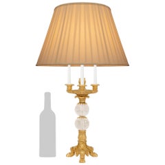 French 19th century Charles X st. Ormolu and Rock Crystal lamp