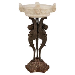 An Italian 19th century Baroque st. Marble and Bronze bird bath/planter