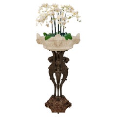 An Italian 19th century Baroque st. Marble and Bronze bird bath/planter