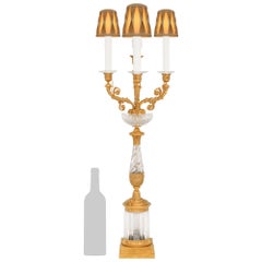A French 19th century Charles X Period Ormolu and Crystal lamp