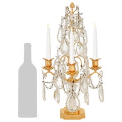 pair of French 19th century Louis XVI st. Ormolu and Crystal candelabras