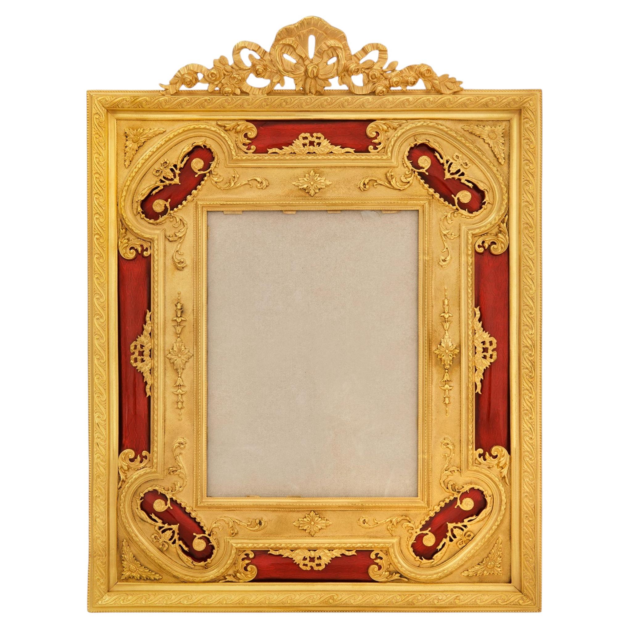 French 19th century Belle Epoque Period Ormolu and Enamel picture frame