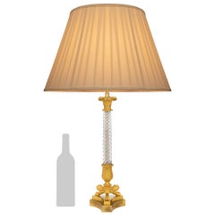 French 19th century Charles X Period Ormolu and Crystal lamp
