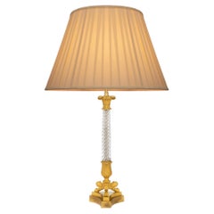 French 19th century Charles X Period Ormolu and Crystal lamp
