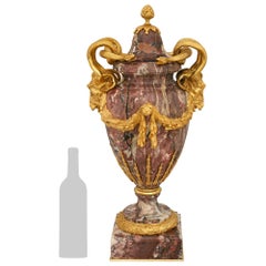 pair of French mid 19th century Louis XVI st. Brèche marble and Ormolu urns