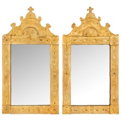 pair of French 19th century Louis XVI st. Gilt Metal mirrors