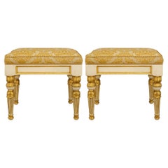 pair of Italian 18th century Louis XVI Period Wood and Giltwood benches
