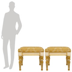 pair of Italian 18th century Louis XVI Period Wood and Giltwood benches