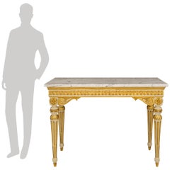 Italian 19th century Neo-Classical st. patinated, Giltwood, and marble console