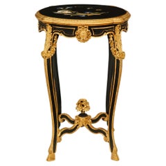 Italian 19th century Louis XV st. Polychrome, Giltwood and marble side table